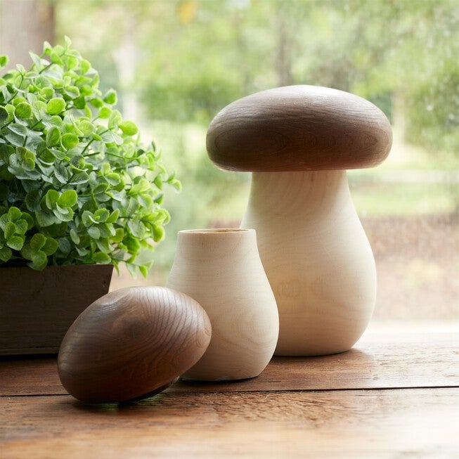 Wood Mushroom Box Decor (Set of 2), BROWN/BEIGE, alternate image number 6