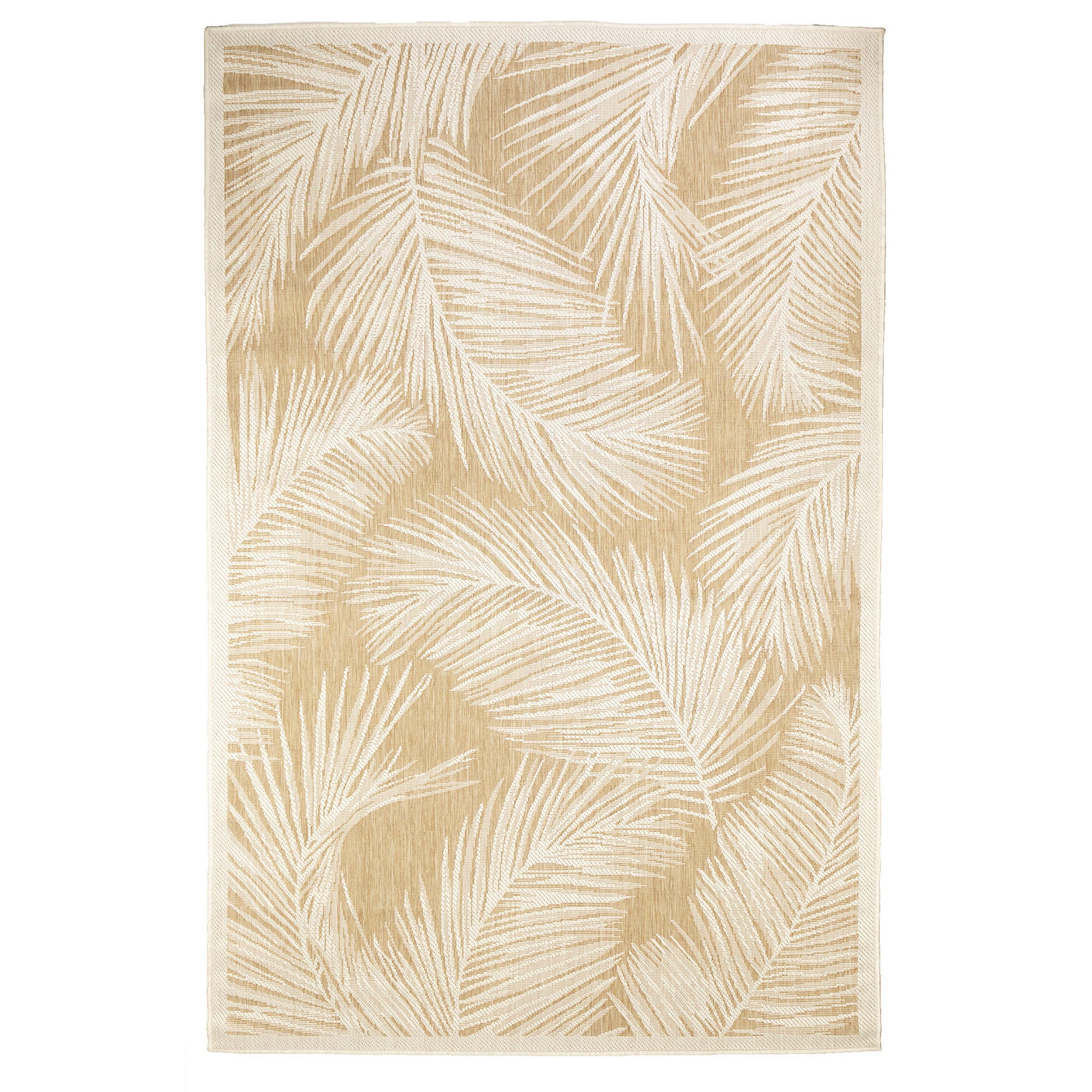 Carmel Fronds Indoor/Outdoor Area Rug Aqua, SAND, hi-res image number 0