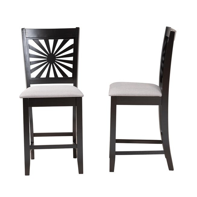 Olympia Modern Beige Fabric And Espresso Brown Finished Wood Counter Stool, , alternate image number null