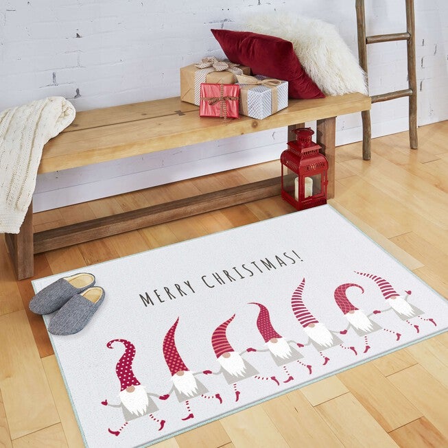 Christmas Elves Grey Kitchen Rug, , alternate image number 4