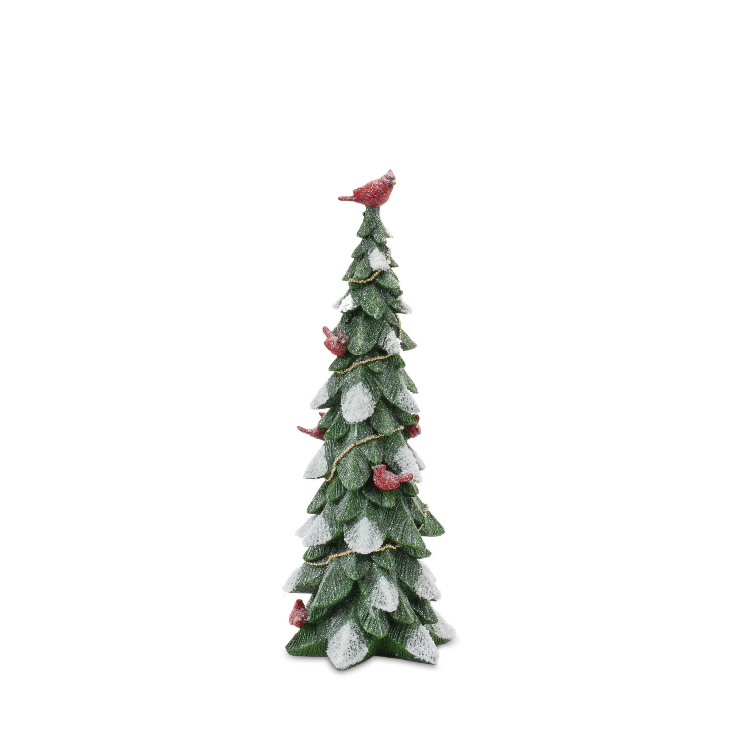 Frosted Cardinal Pine Tree (Set of 3), WHITE GREEN RED, alternate image number 4