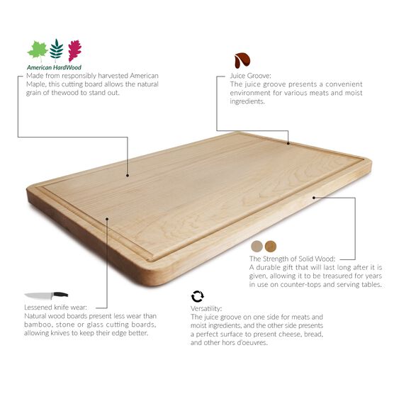 Delice Maple Rectangle Cutting Board with Juice Drip Groove, , alternate image number null