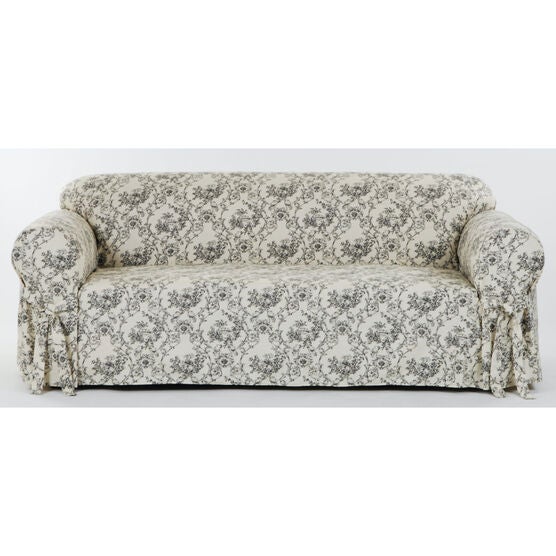 Toile Print Slipcover, BLACK NATURAL, hi-res image number null