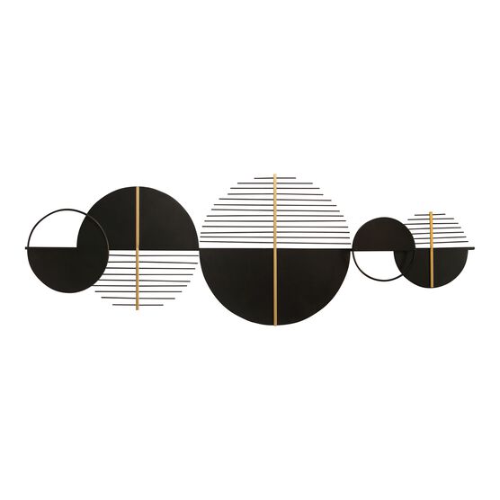 Black and Gold Metal Modern Centerpiece Wall Decor, BLACK, hi-res image number null