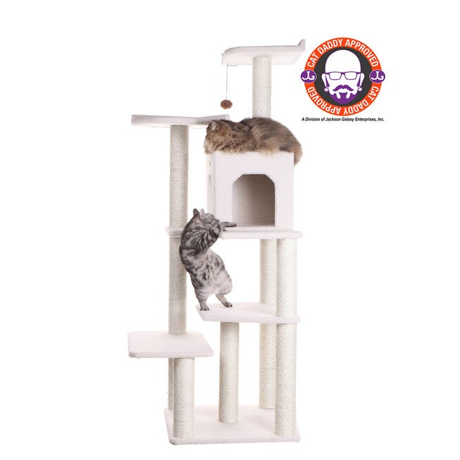 Real Wood 68 inches Six Levels Cat Tree Condo, IVORY, hi-res image number 0