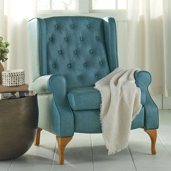 Tufted Wingback Recliner, Leather Queen Anne Recliner Chairs