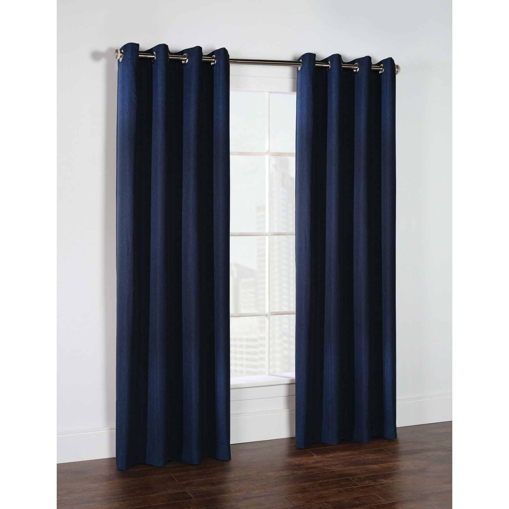 Cambridge Room Darkening Grommet Curtain Panel, NAVY, hi-res image number 0