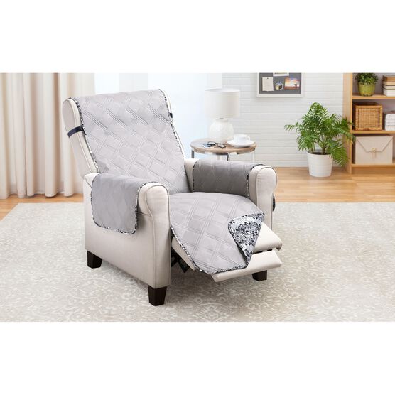 Printed Reversible Quilted Recliner Chair Protector, , alternate image number null