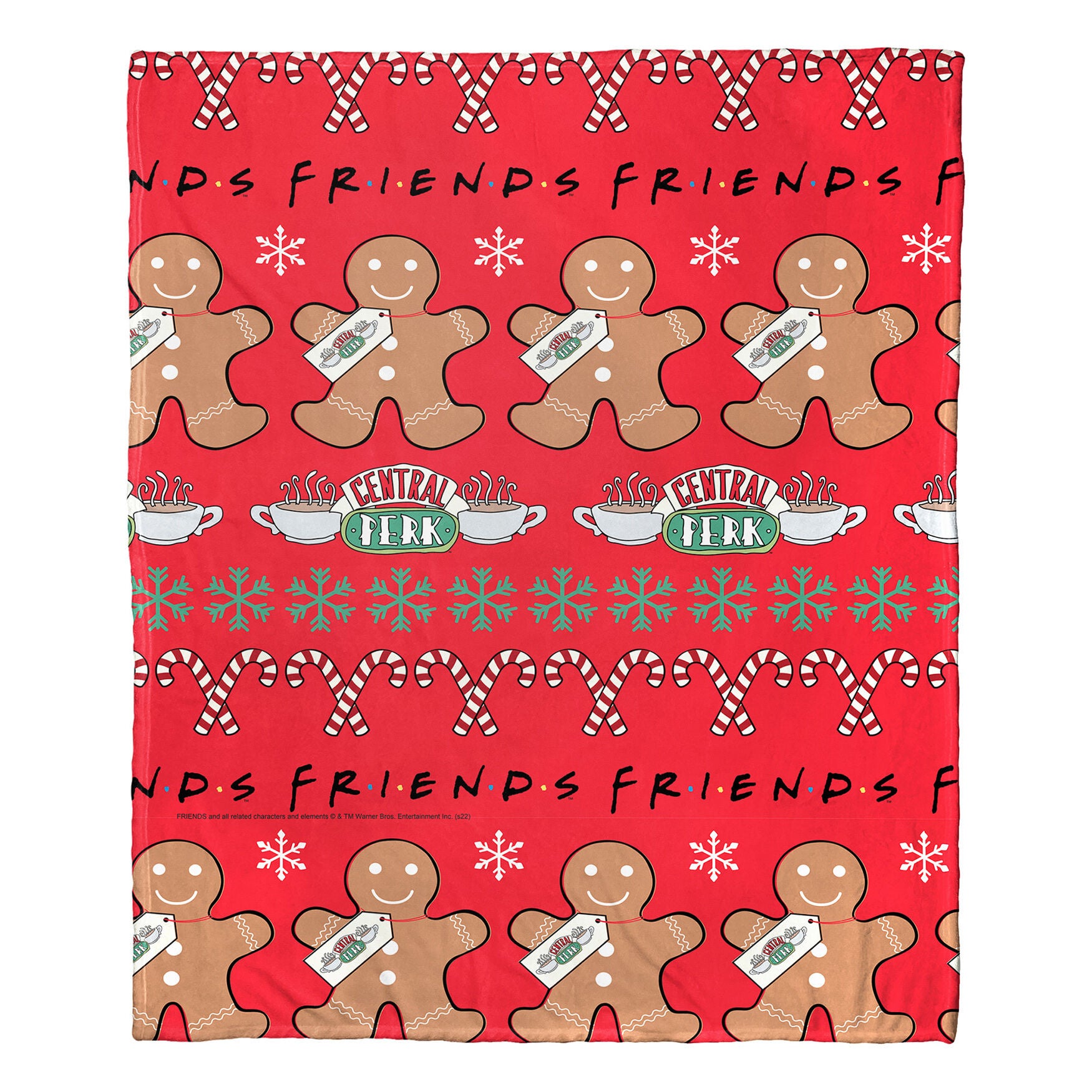 Wb Friends Gingerbread Pattern Silk Touch Throw Blanket, , on-hover image number 1