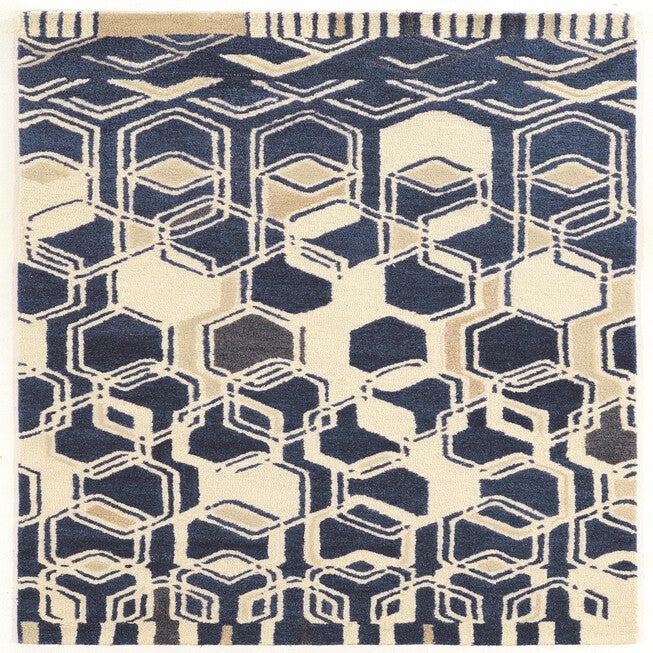 Hexagonal Pattern Rug Small Hand-Tufted Geometric Abstract Hexagon Wool Rug | Brylane Home