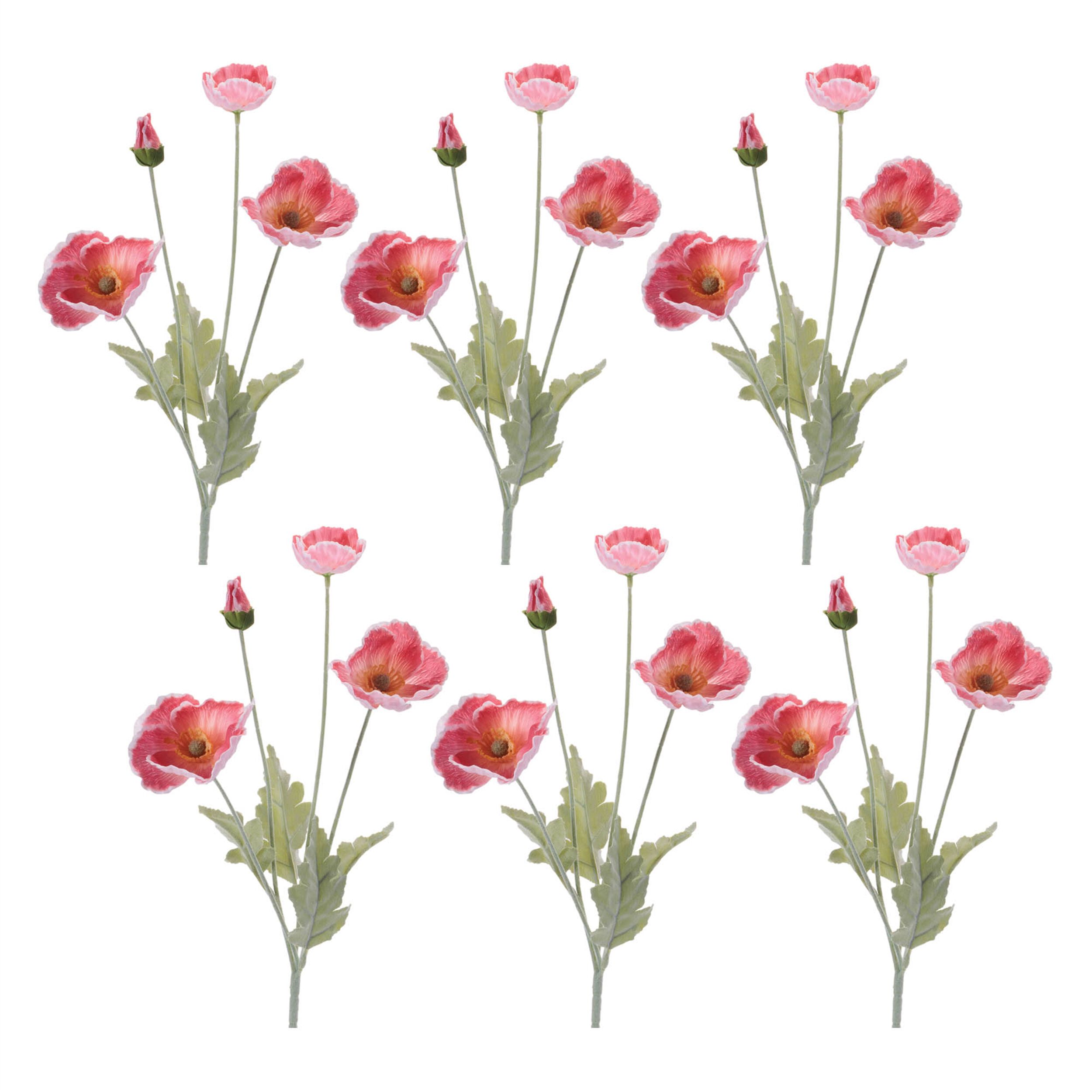 Poppy Floral Spray Set of 6, RED GREEN, alternate image number 4