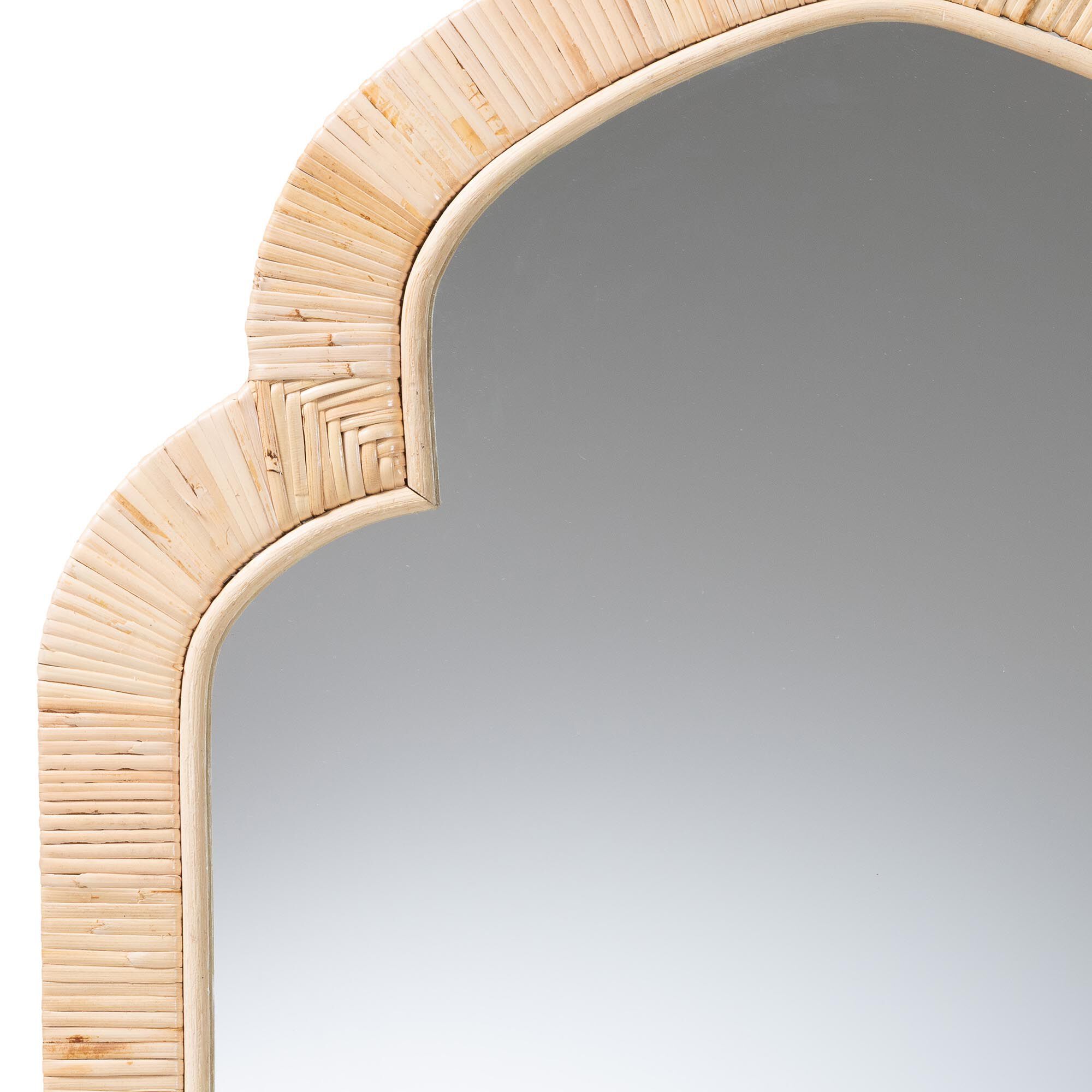 Plautilla Natural Rattan Arched Wall Mirror, NATURAL, alternate image number 2
