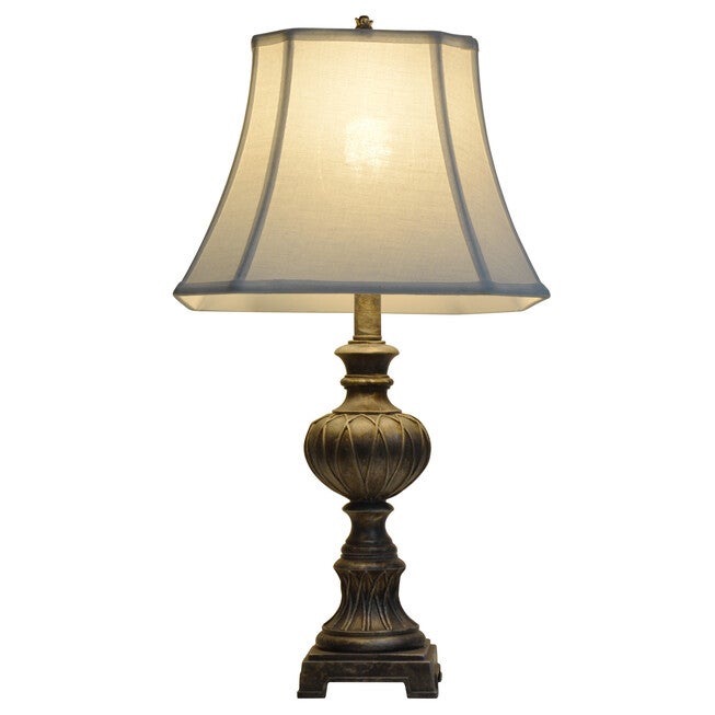 25 inches Carved Silver Tone Table Lamp, , on-hover image number 1