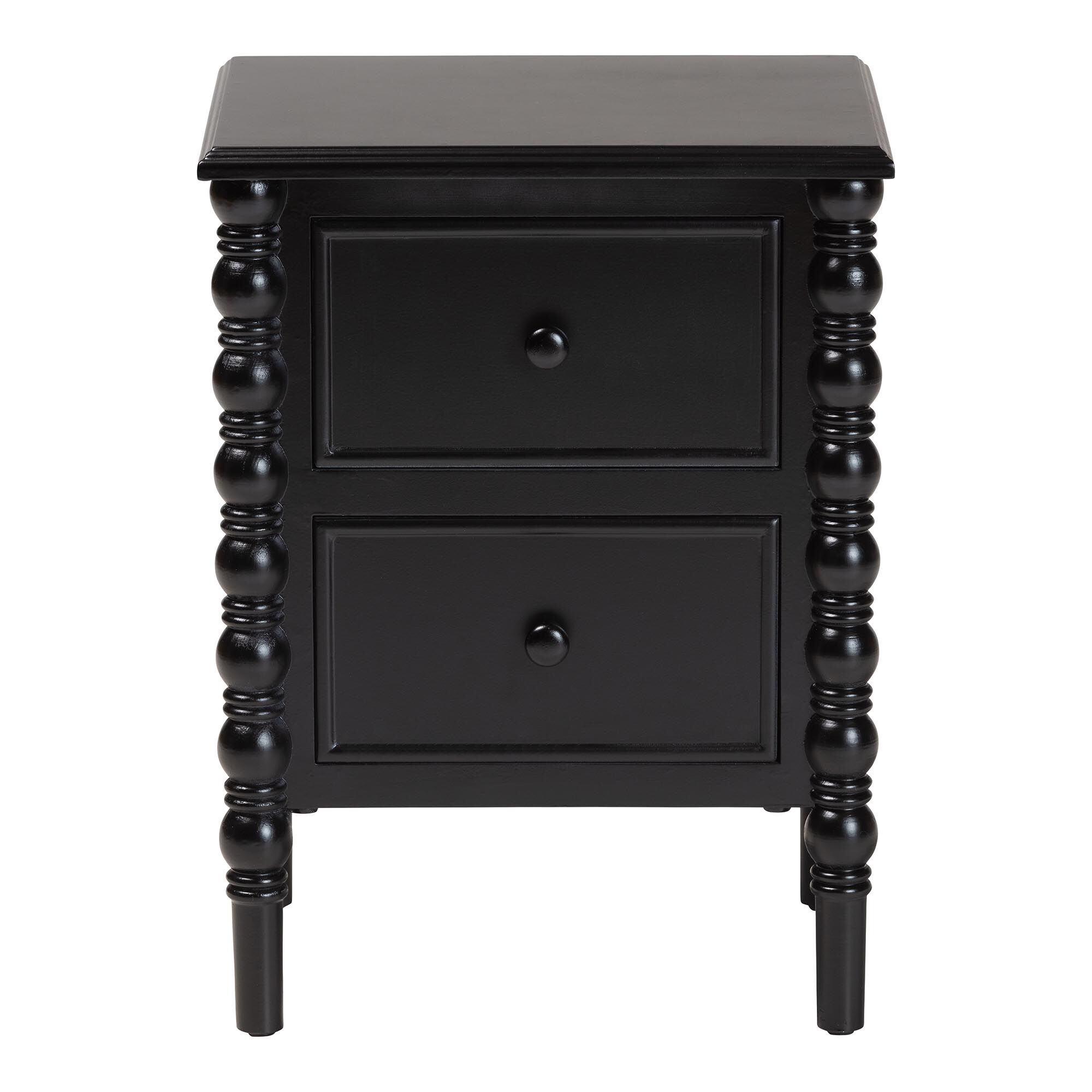 Malinda Classic White Wood 2-Drawer End Table with Spindle Legs, BLACK, alternate image number 3