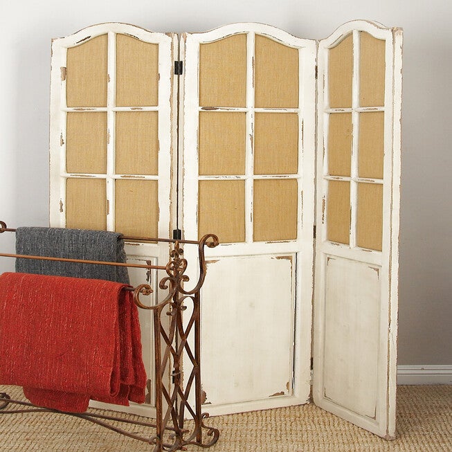 Beige Wood Farmhouse Room Divider Screen, 71 inches x 48 inches x 1 inches, , alternate image number null
