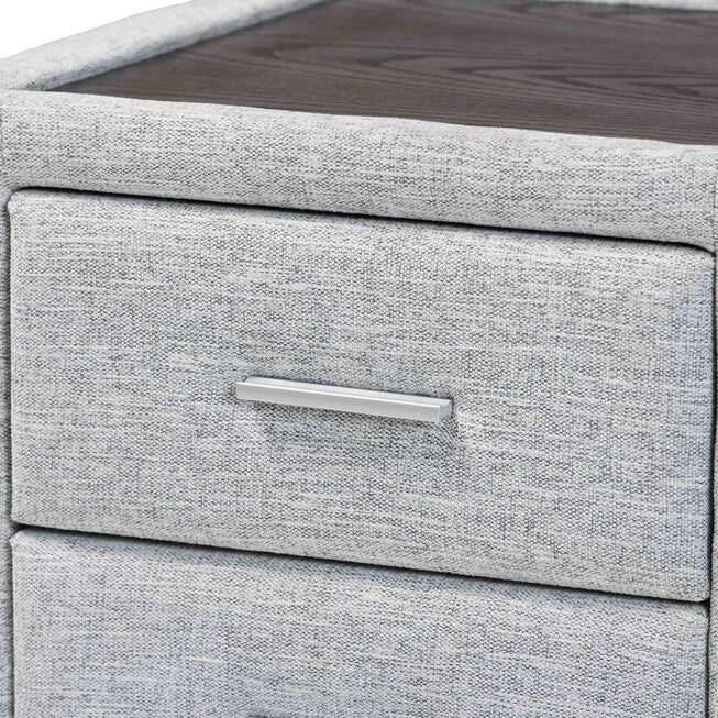 Cadmus Modern Light Grey Channel-Tufted Fabric 2-Drawer Nightstand, LIGHT, alternate image number null