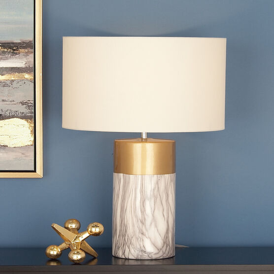 Cosmoliving By Cosmopolitan White Stone Table Lamp, , alternate image number null