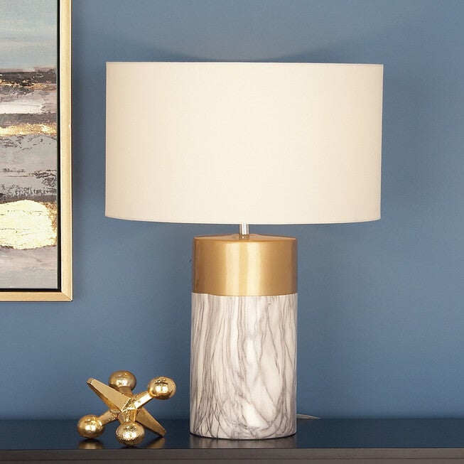 Cosmoliving By Cosmopolitan White Stone Table Lamp, , alternate image number 5