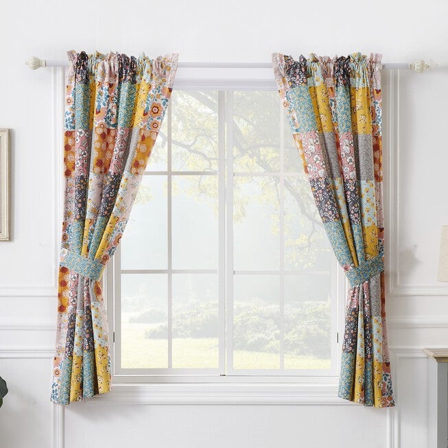 Greenland Home Fashions™ Carlie Window Curtain Panels, Set of 2, 63 inches, CALICO PATCHES, alternate image number 2