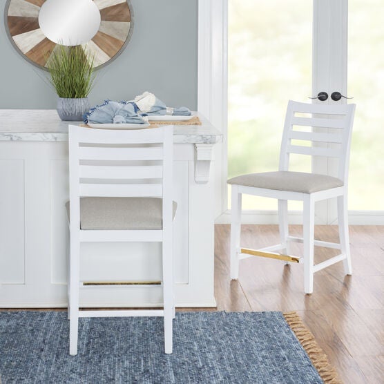 Flynn Counter Stool White Upholstered Set of 2, , alternate image number null