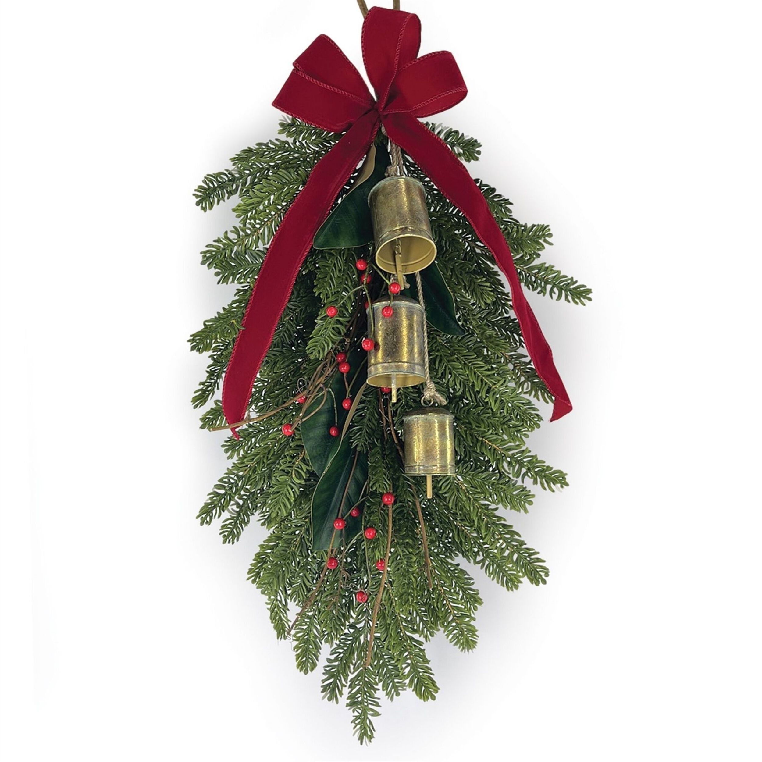 Fresh Touch Pine Swag with Bells and Bow 32 inchesL, UNKNOWN, alternate image number 3