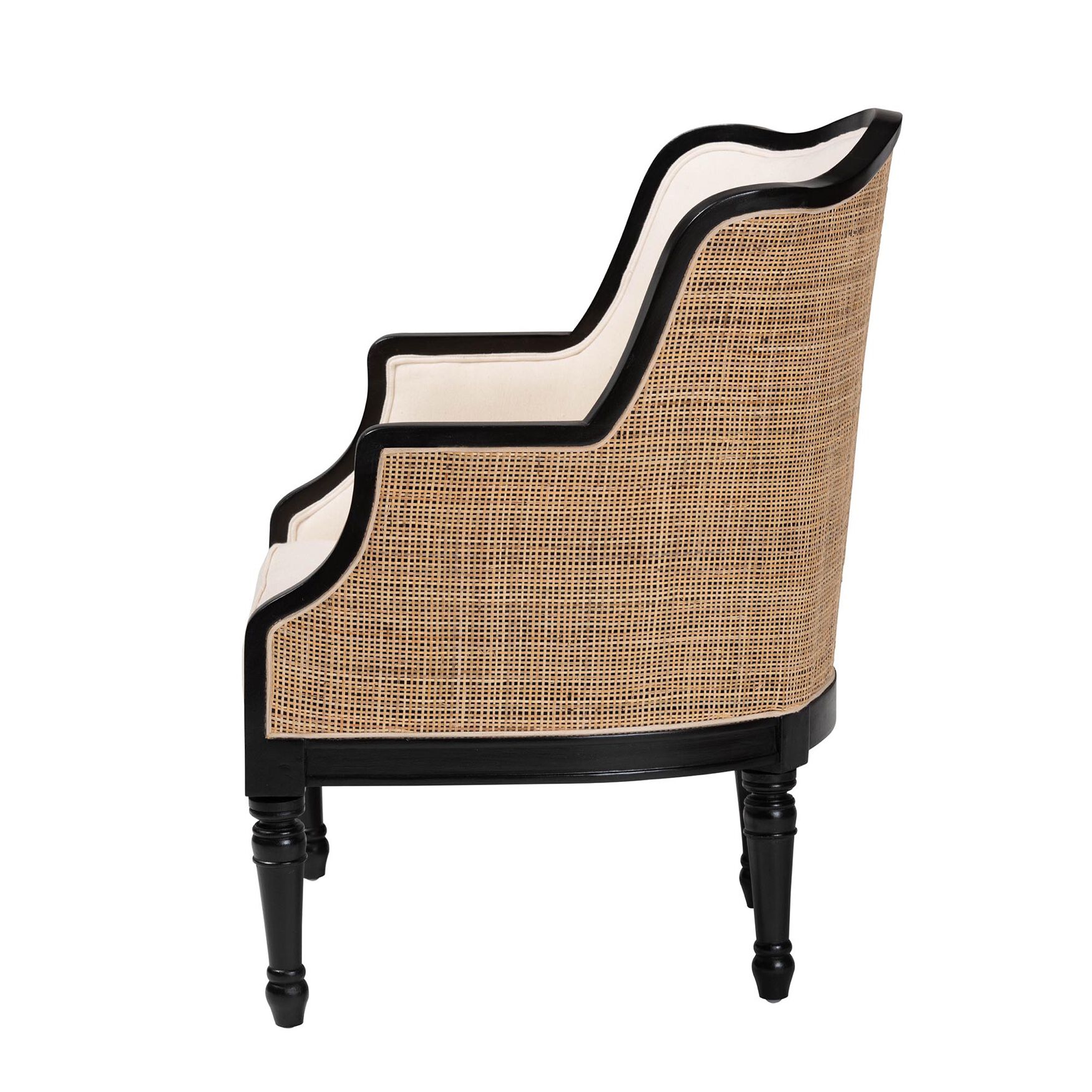 Elizette Traditional French Beige Fabric And Black Finished Wood Accent Chair, , alternate image number 10
