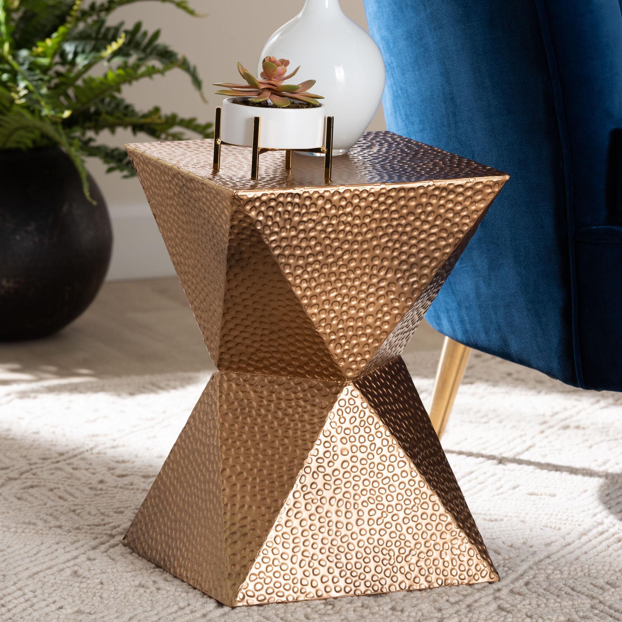 Pacey Textured Metal Accent Table
