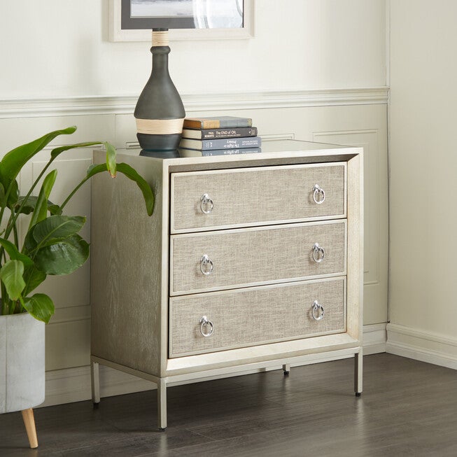 Beige Linen and Wood Glam Chest, 32x32x16, , alternate image number 9