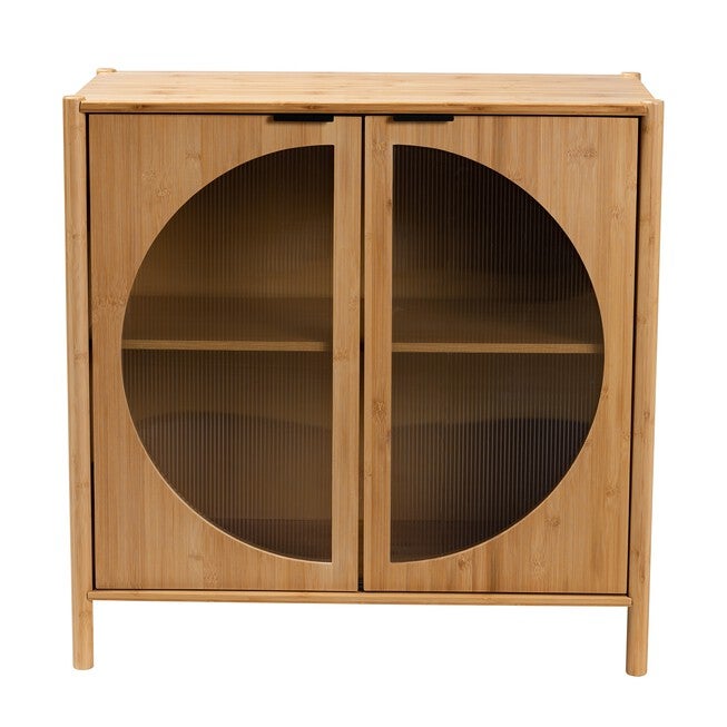 Naresh Mid-Century Modern Transitional Natural Brown Bamboo Wood 2-Door Storage Cabinet, , alternate image number null