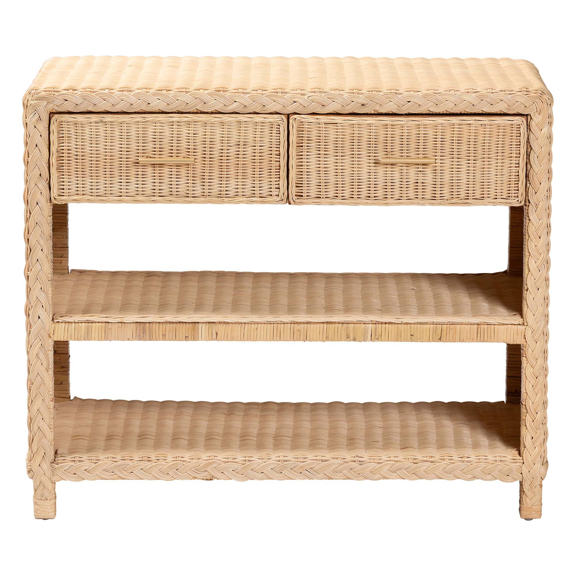 Lanica Braided Natural Rattan Console Table, SUN BLEACHED RATTAN, alternate image number 3
