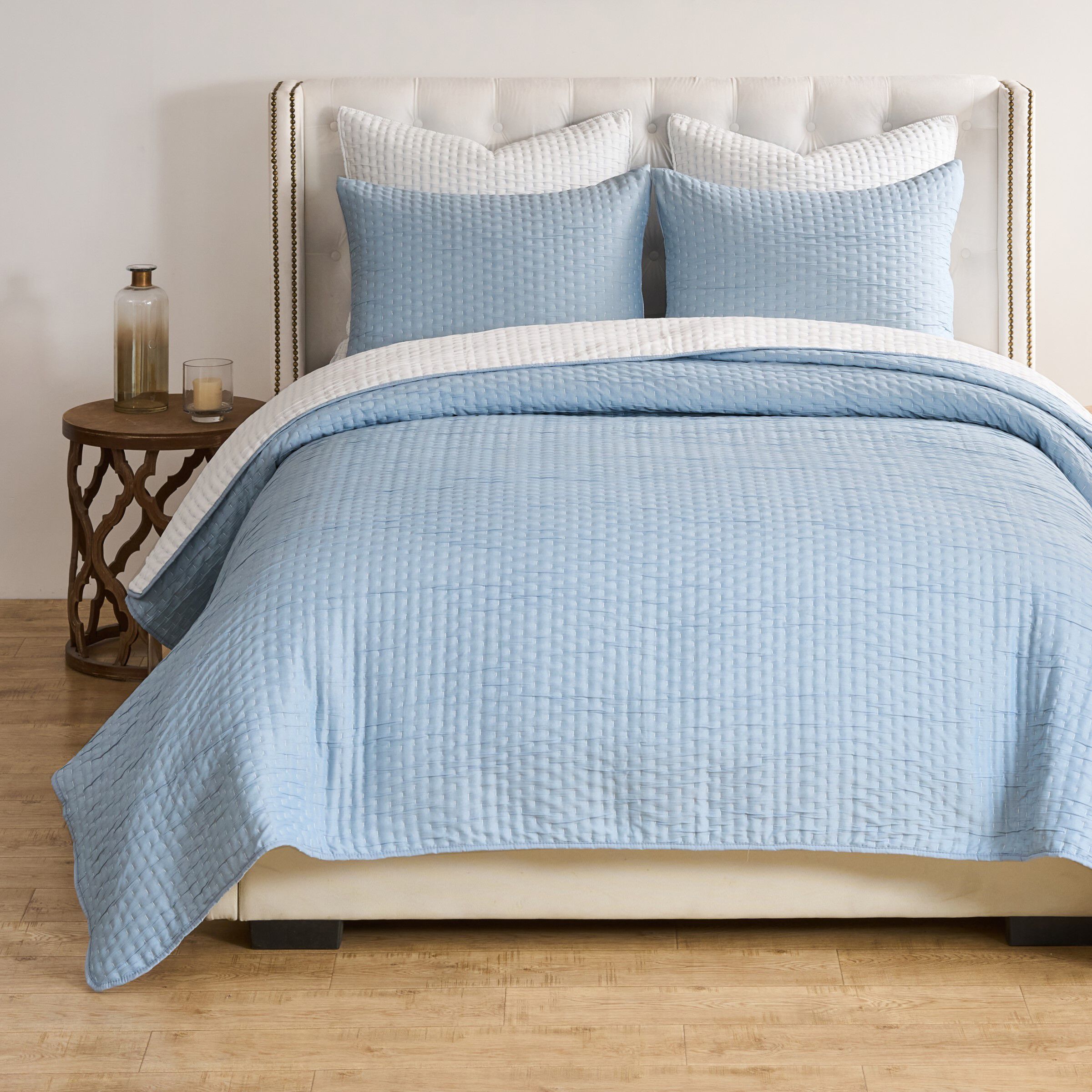 Homestead Rustic Farmhouse Matelass&eacute; Coverlet Set, SKY BLUE, alternate image number 1