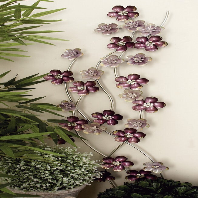 Purple Metal Glam Floral Wall Decor, , alternate image number 7