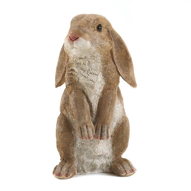 Simple Curious Rabbit Garden Statue, Brown | Brylane Home