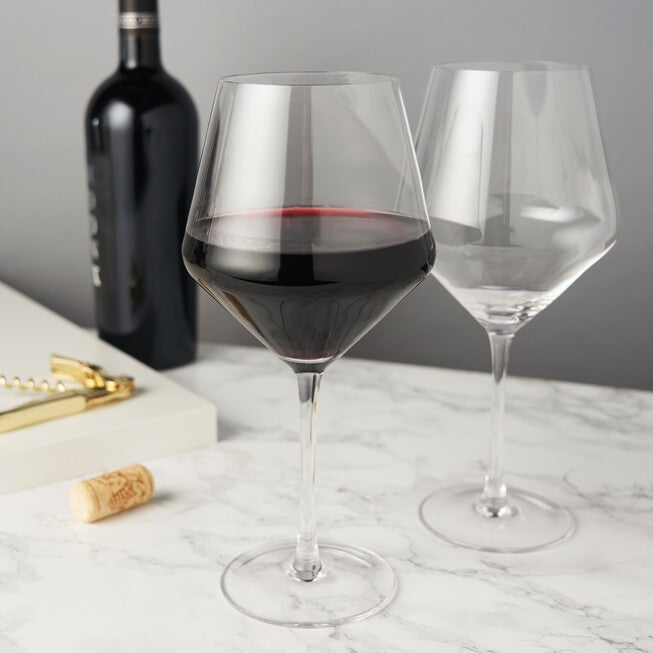 Angled Crystal Burgundy Glasses, , on-hover image number 1
