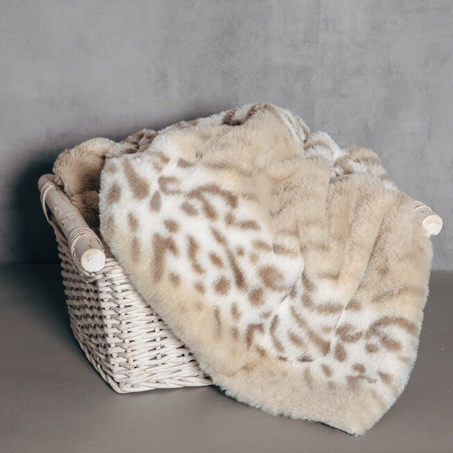 SNOW LEOPARD FAUX FUR THROW, , alternate image number 2
