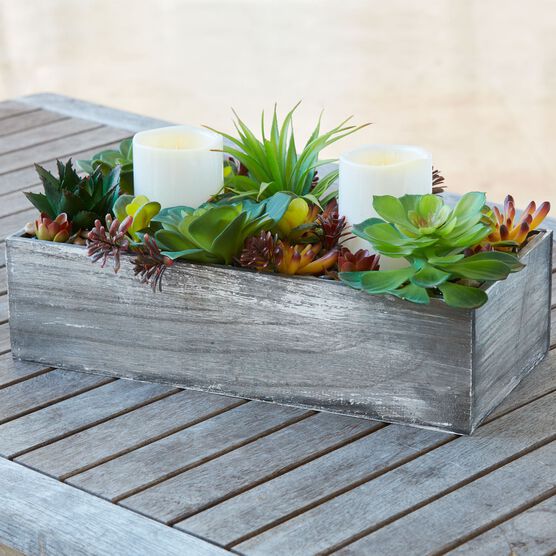 Two Candle Succulent Centerpiece Decor Brylane Home