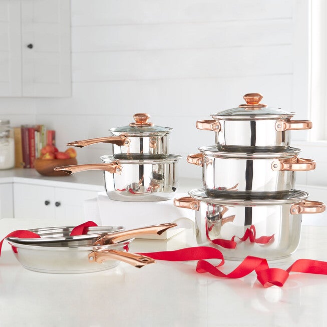 17-Pc. Cookware & Utensil Set with Copper Knobs, , on-hover image number 1