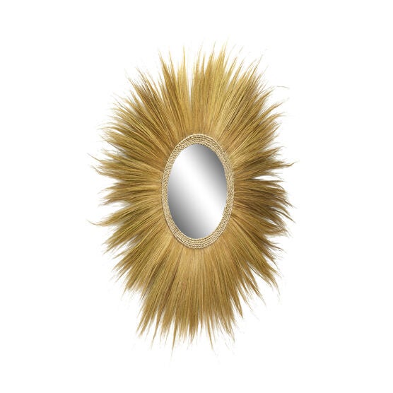 Brown Boho Style Sea Grass Wall Mirror, BROWN, hi-res image number null