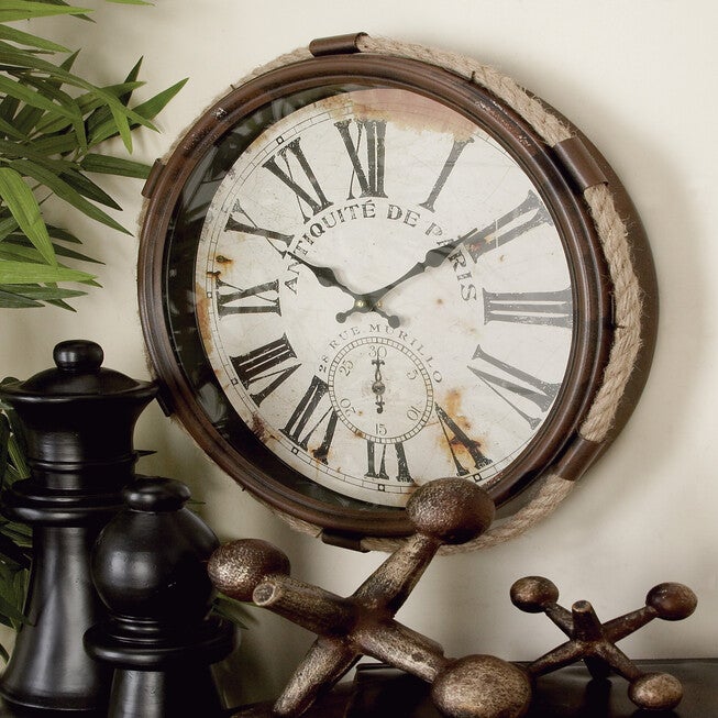 White Coastal Metal Wall Clock, , alternate image number 7