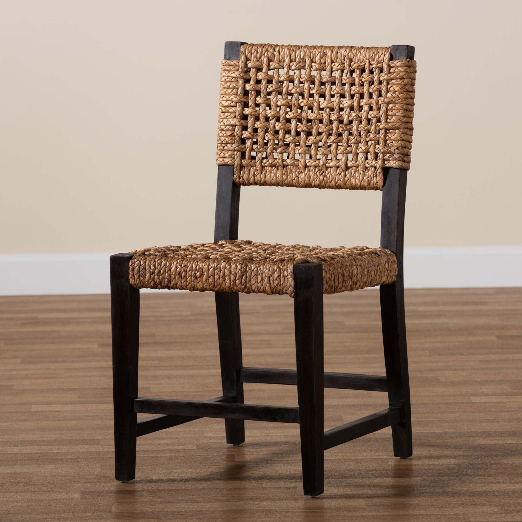 Alise Modern Bohemian Dark Brown Mahogany Wood and Seagrass Dining Chair, , alternate image number 14