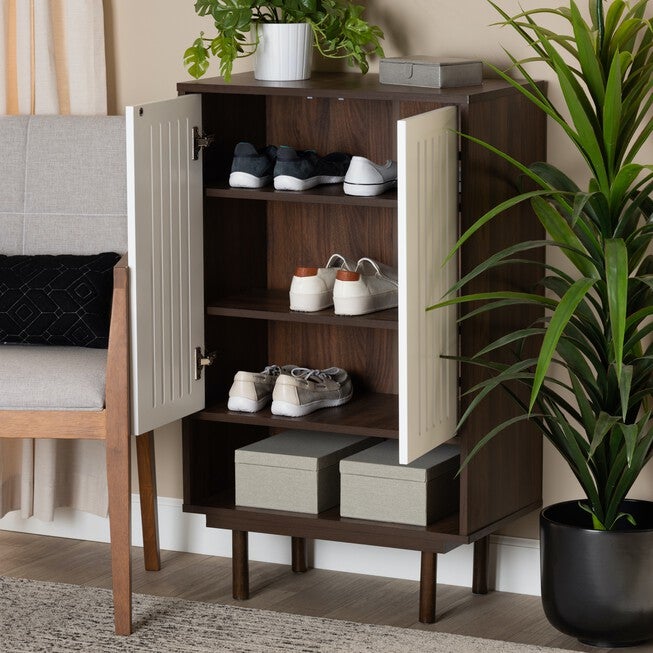Meike Wood 2-Door Shoe Cabinet Furniture, , alternate image number null