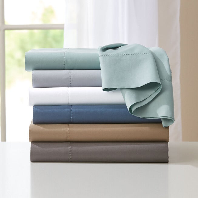 600-TC 6-Pc. Solid Cotton Blend Sheet Set , WHITE, hi-res image number 0