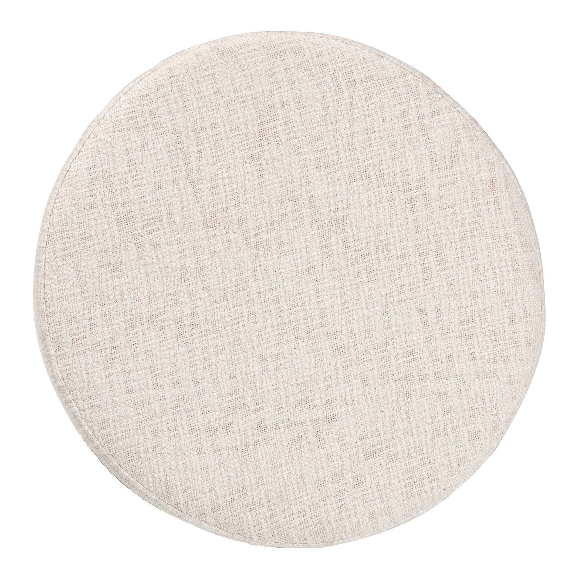 Whitfield Round Fabric Ottoman Stool, IVORY, alternate image number 4