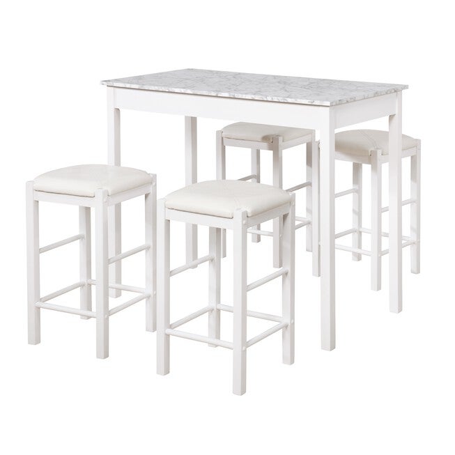 Lancer 5-Pc. Tavern Set White Faux Marble, , alternate image number null