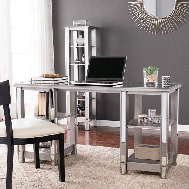 Wedlyn Mirrored Desk, SILVER, hi-res image number 0