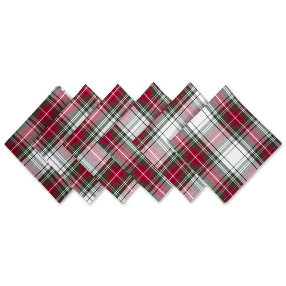 Christmas Plaid Napkin, Set of 6, RED, hi-res image number null