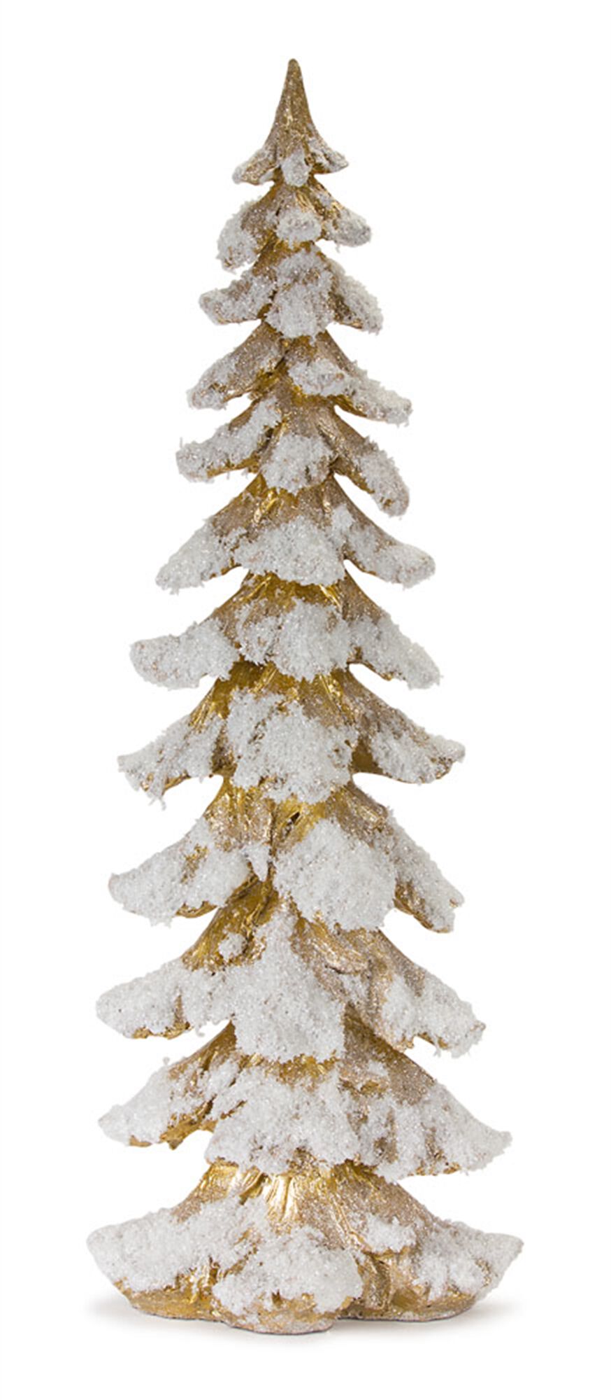 Gold Flocked Pine Tree 26 inchesH, GOLD WHITE, hi-res image number 0