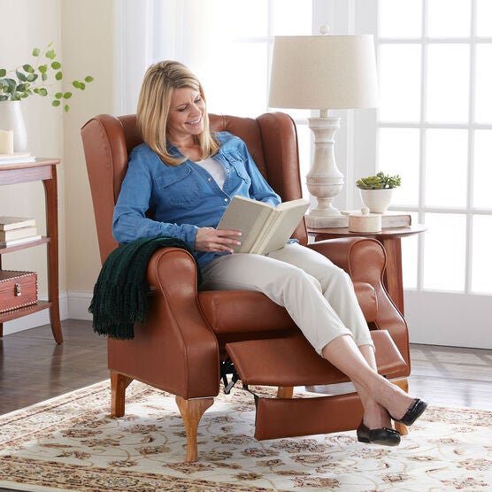 Oversized Queen Anne Style Tufted Wingback Recliner Brylane Home