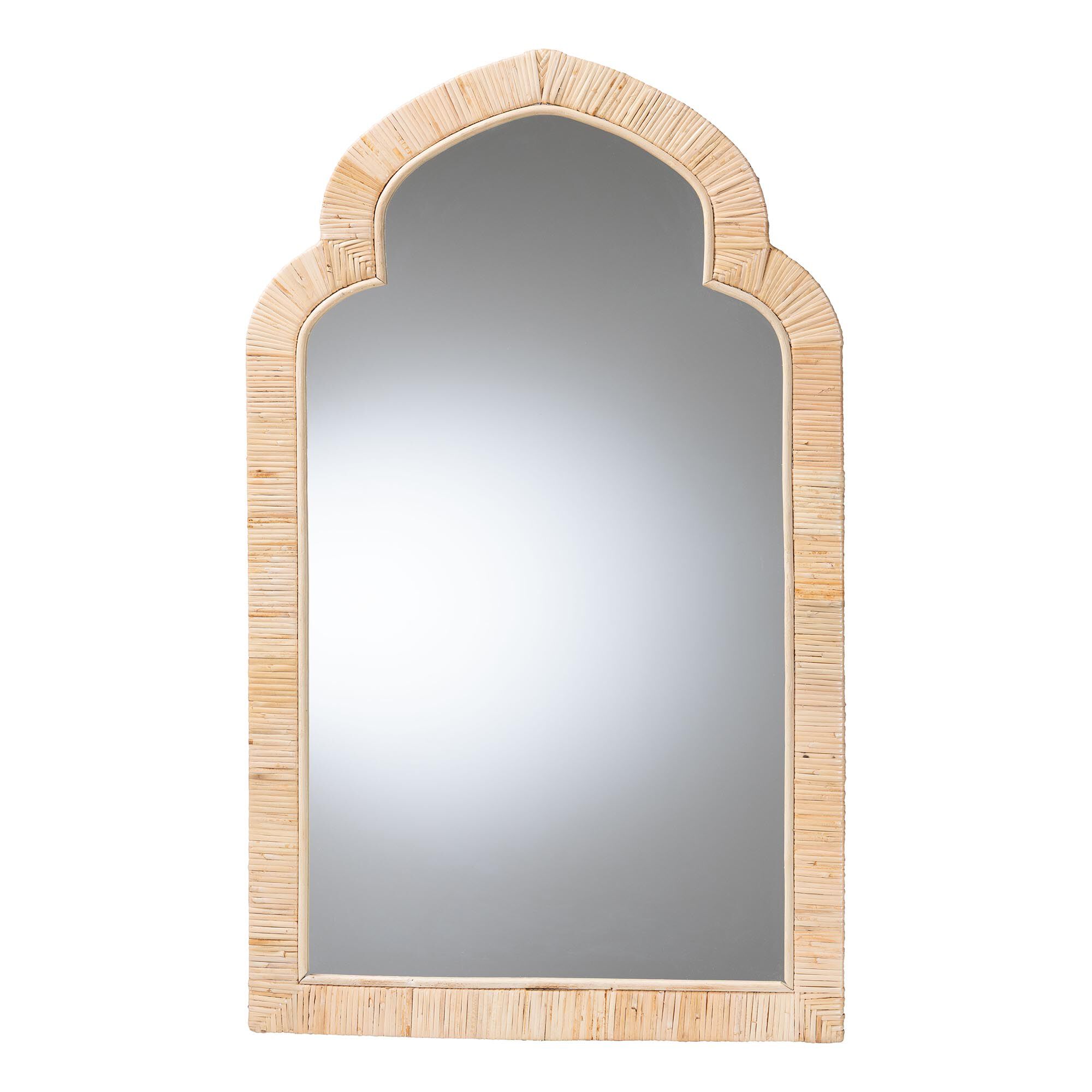 Plautilla Natural Rattan Arched Wall Mirror, NATURAL, alternate image number 1