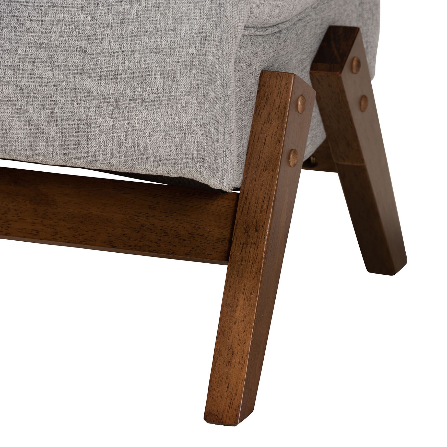 Hanson Mid-Century Modern Dark Grey Fabric And Walnut Brown Finished Wood Ottoman, , alternate image number 3